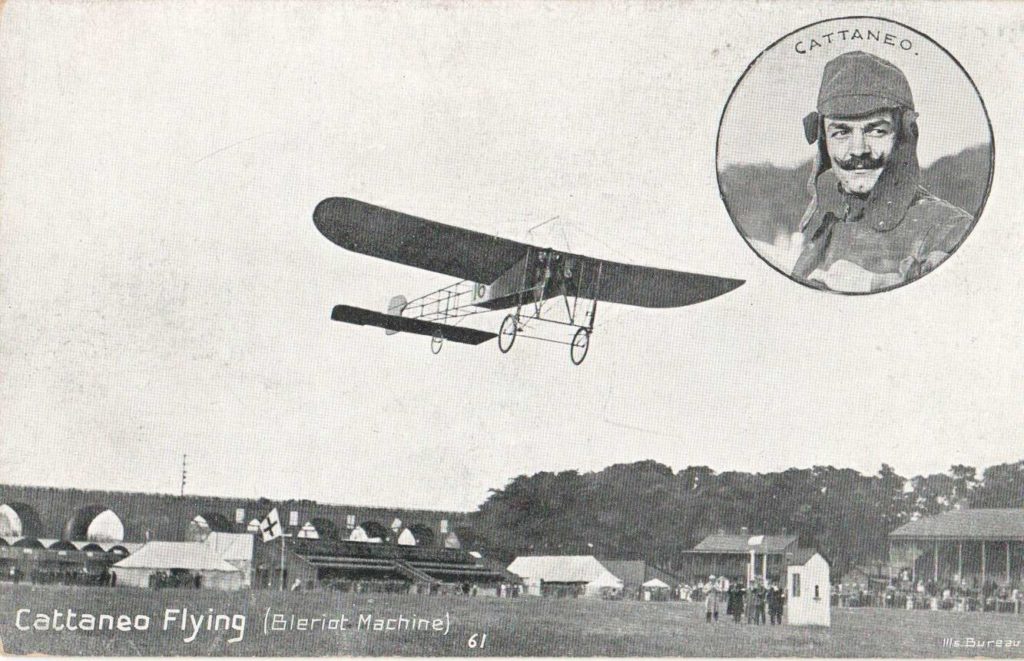 Postcard of Italian aviator Cattaneo, released for the Lanark Airshow, 1910. 