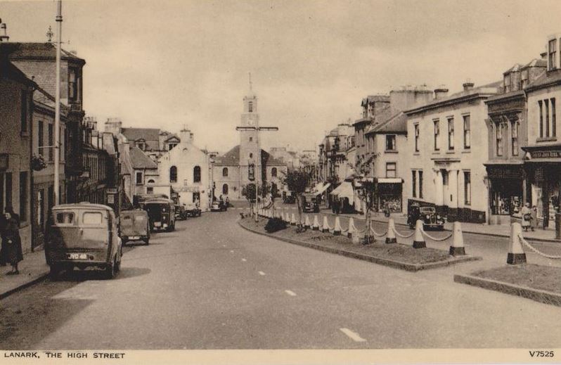 Photocrom postcard of Lanark's High Street