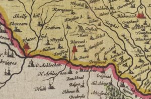 Blaeu map of Lesmahagow from 1654