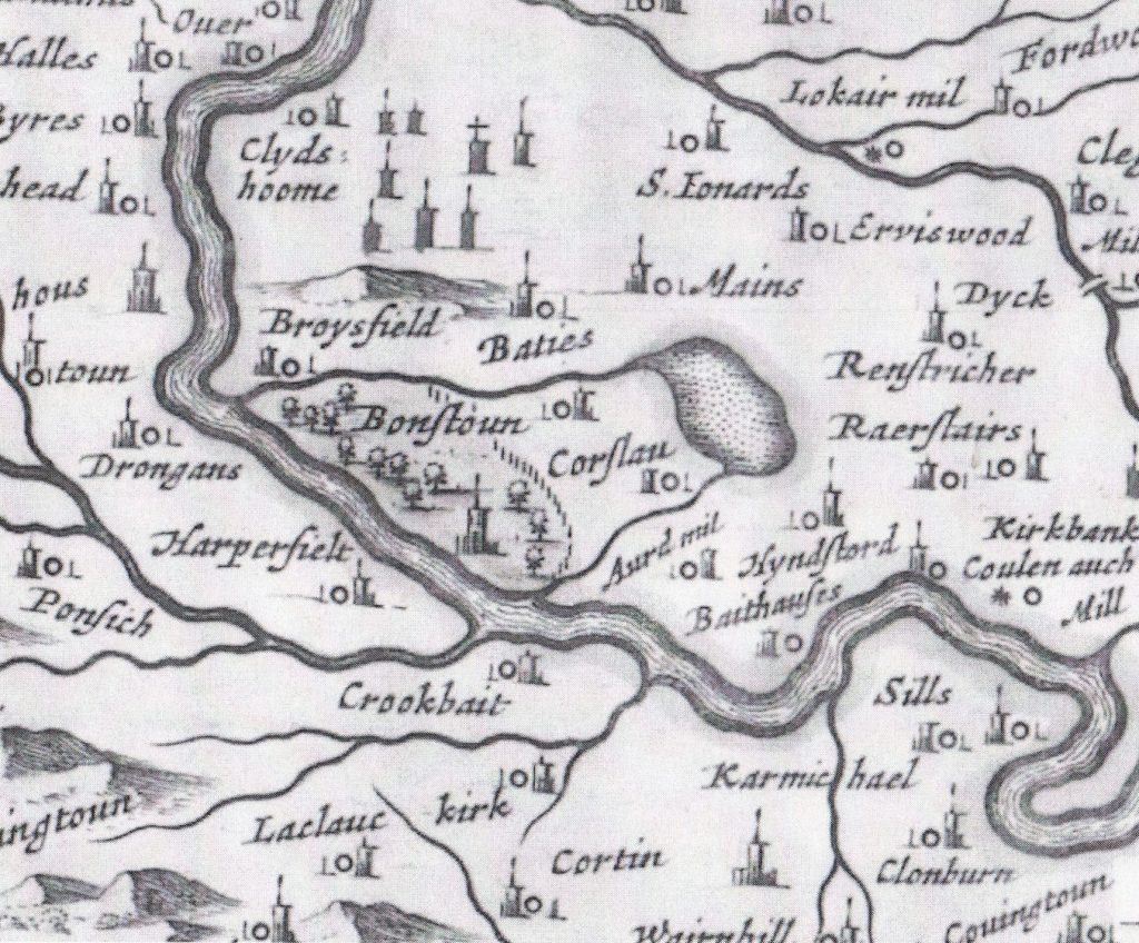 Blaeu map of Bonnington, 1654