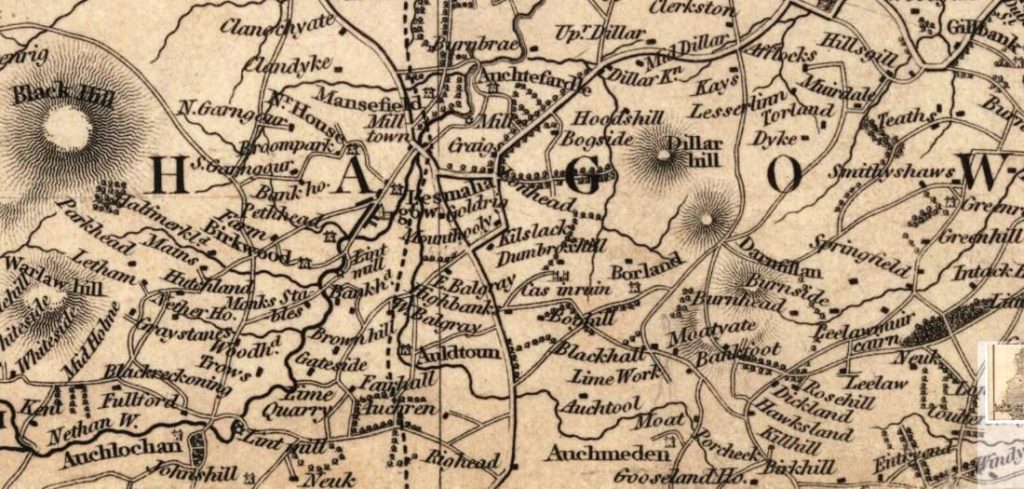 Thomson map of Lesmahagow from 1832