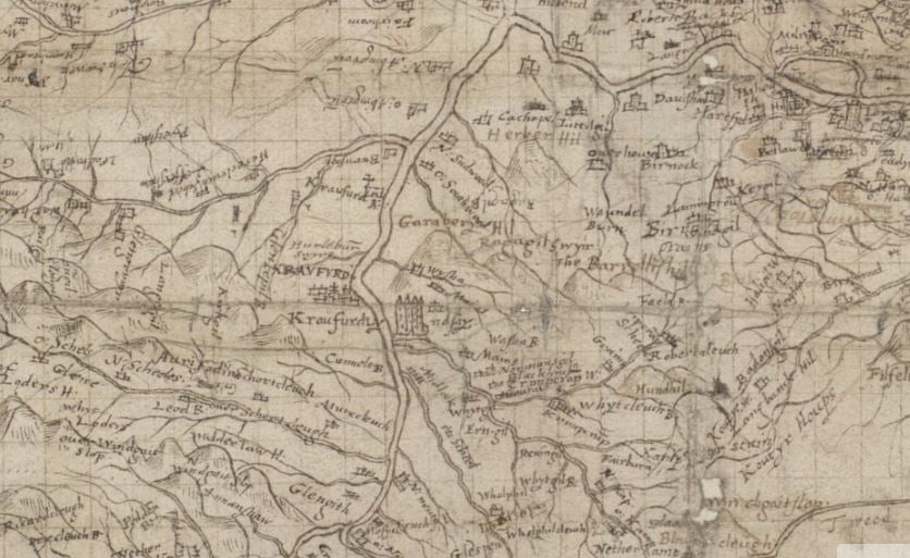 Pont map of Crawford, 1596